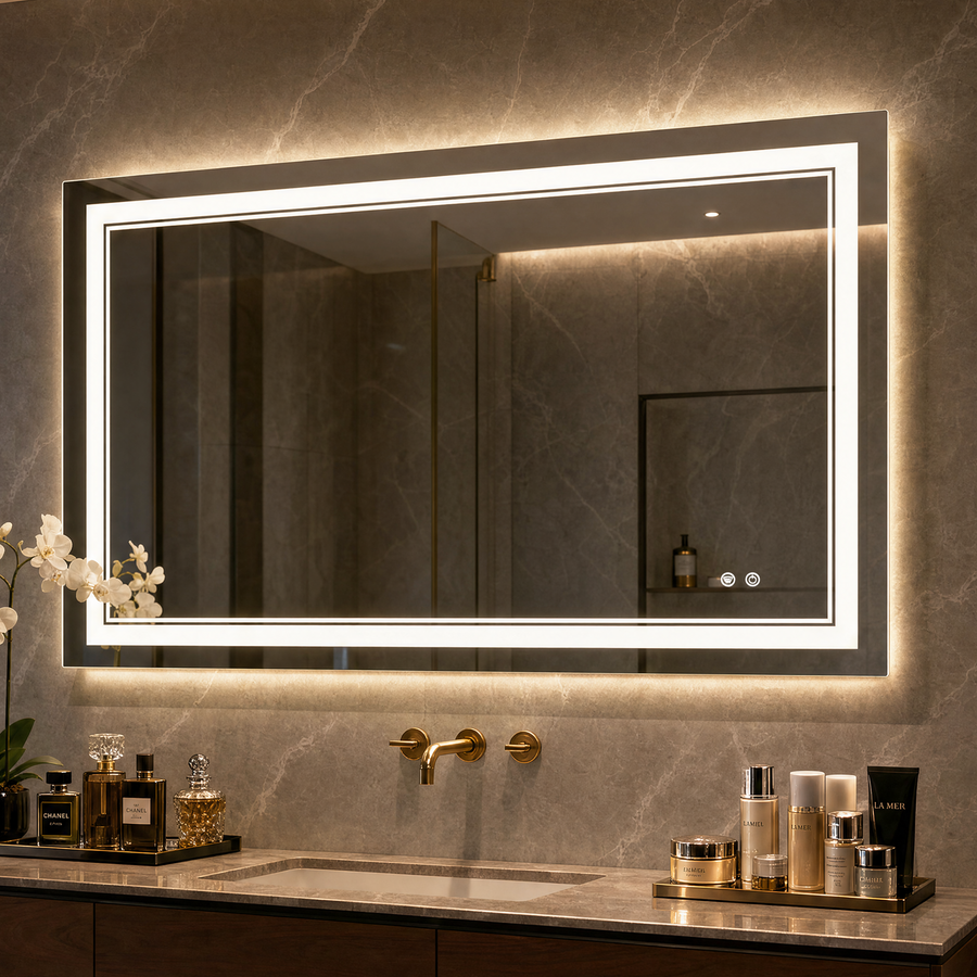 Keonjinn Frontlit & Backlit LED Bathroom Mirror