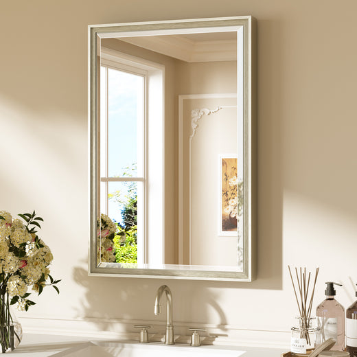 Keonjinn Bathroom Mirrors for Over Sink,Vanity Mirror for Wall, Thick Metal Framed, Beveled Edge Tempered Glass, Modern Farmhouse Rectangle Mirror for Bathroom Decor