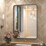 Black Framed Mirrors for Bathroom, Brushed Metal Frame Wall Mounted Rectangle Mirror for Vanity (Horizontal/Vertical)