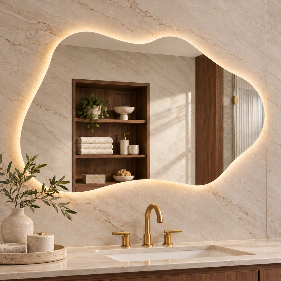 Keonjinn Irregular Backlit LED Bathroom Mirror