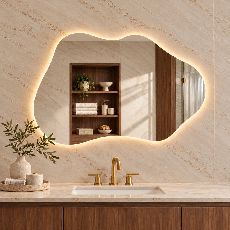 Keonjinn Irregular Backlit LED Bathroom Mirror