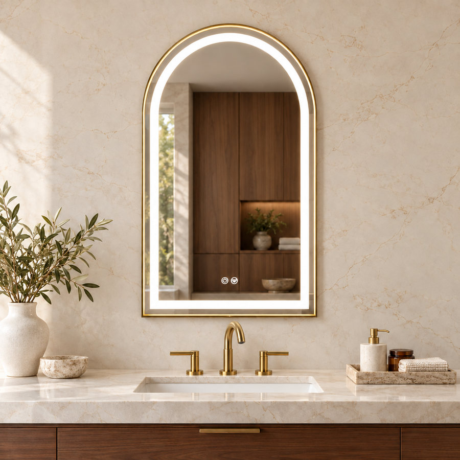Keonjinn Arched Framed LED Bathroom Mirror