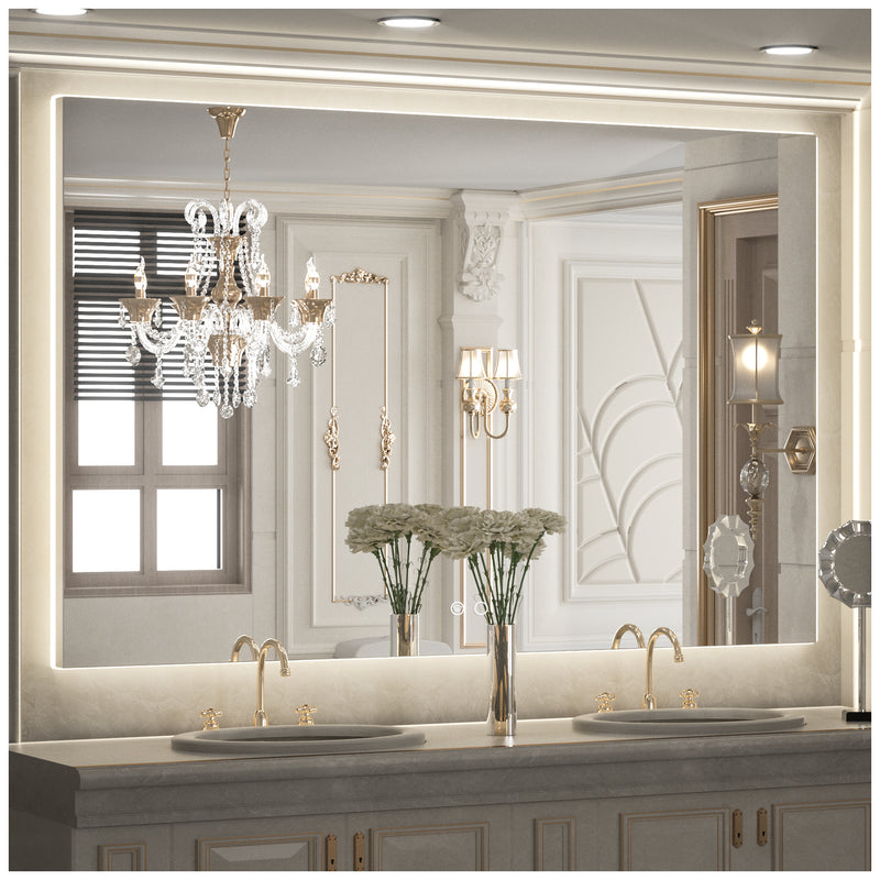 48 x 32 Inch Backlit Mirror Bathroom LED Vanity Mirror with Lights, 3-Color Warm/Natural/White IP54