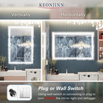KeonJinn ON SALE 48x24 48x30 Inch 3-Color Frontlit LED Bathroom Mirror
