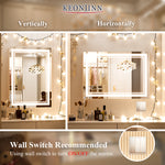 LED Mirror Bathroom Mirrors with Lights, Adjustable White/Warm/Natural Lights High Lumen 8070LM, Anti-Fog Dimmable Wall Mounted Large Lighted Vanity Mirror (Horizontal/Vertical)