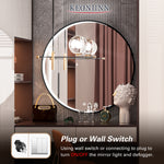 Keonjinn LED Round Mirror, 32 Inch Round Bathroom Vanity Mirror with Lights, Black Metal Frame LED Lighted Mirror, Wall Mounted Anti-Fog Dimmable Circle Makeup Mirror, IP54