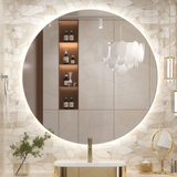 LED Round Mirror Backlit Bathroom Mirror Dimmable 3 Color Lighted Mirror with Lights Anti Fog