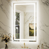 Keonjinn Beveled Lighted Bathroom Mirror, Frontlit & Backlit LED Bathroom Mirror with Lights 3 Color Lights, Anti-Fog Vanity Mirror with Tempered Glass, UL-Listed LED Driver, CRI90+