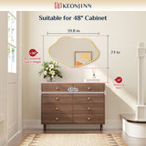 Keonjinn Nickel Irregular Mirrors for Wall, Asymmetrical Metal Frame, Tempered Glass Decorative Mirror for Bathroom, Bedroom, Living Room, Entryway(Horizontal/Vertical)
