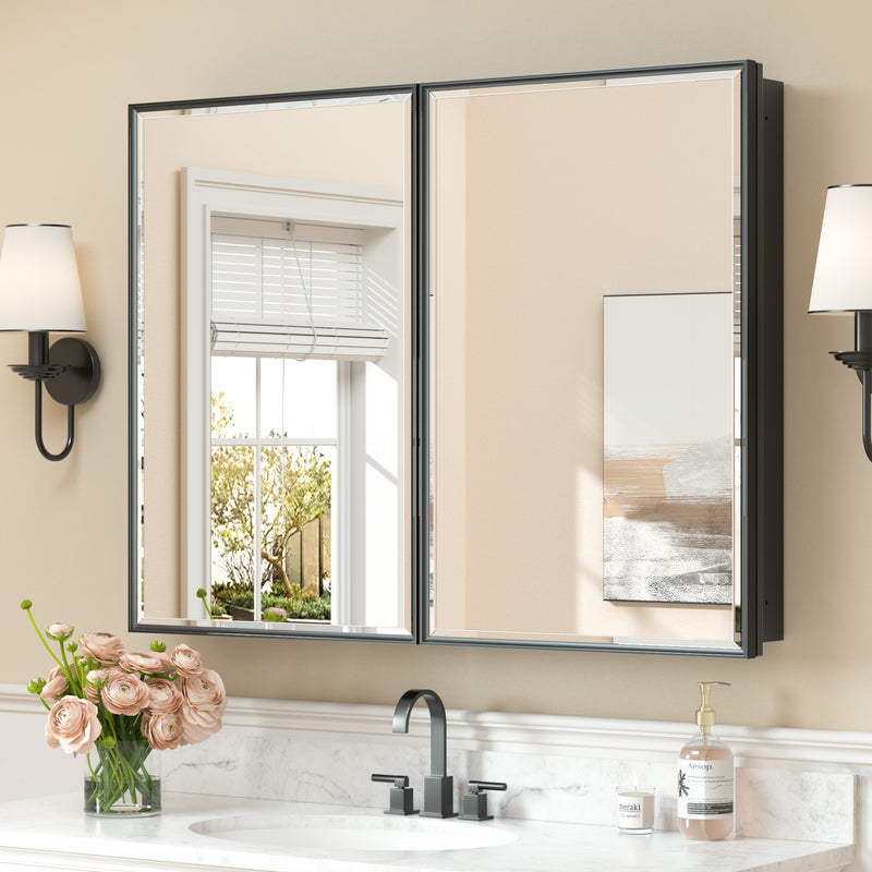 Keonjinn Medicine Cabinets for Bathroom with Mirror, Recessed or Surfa