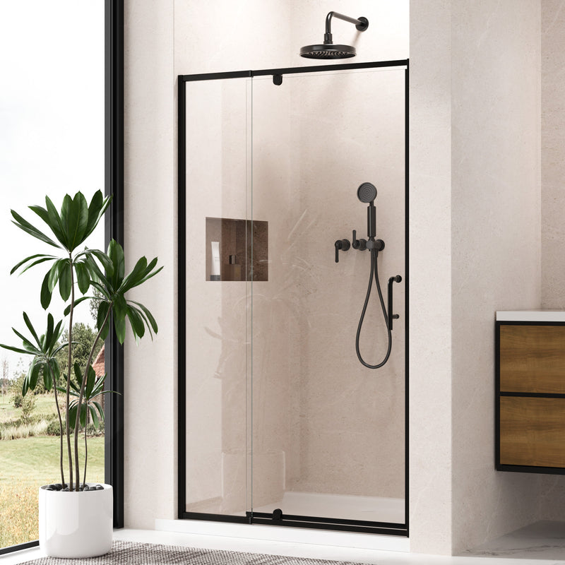Keonjinn Pivot Shower Door, Stella Water Repellent Glass Shower Door with Seal Strip Parts and Handle, Easy Glide Rollers Sliding Shower Door