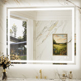 Keonjinn Beveled Lighted Bathroom Mirror, Frontlit & Backlit LED Bathroom Mirror with Lights 3 Color Lights, Anti-Fog Vanity Mirror with Tempered Glass, UL-Listed LED Driver, CRI90+