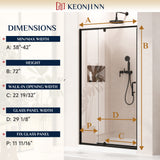 Keonjinn Pivot-Duschtür, Stella wasserabweisende Glas-Duschtür mit Dichtungsstreifen und Griff, leichtgängige Rollen Schiebe-Duschtür