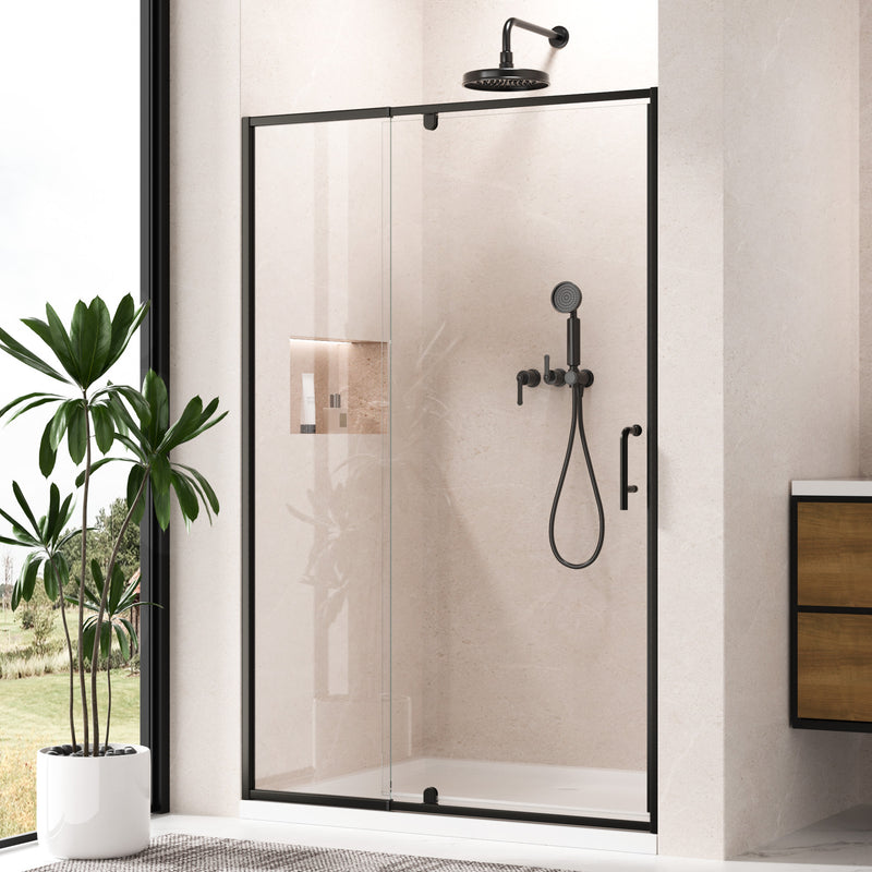 Keonjinn Pivot Shower Door, Stella Water Repellent Glass Shower Door with Seal Strip Parts and Handle, Easy Glide Rollers Sliding Shower Door