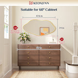 Keonjinn Nickel Irregular Mirrors for Wall, Asymmetrical Metal Frame, Tempered Glass Decorative Mirror for Bathroom, Bedroom, Living Room, Entryway(Horizontal/Vertical)
