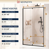 Keonjinn Pivot-Duschtür, Stella wasserabweisende Glas-Duschtür mit Dichtungsstreifen und Griff, leichtgängige Rollen Schiebe-Duschtür
