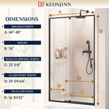 Keonjinn Pivot-Duschtür, Stella wasserabweisende Glas-Duschtür mit Dichtungsstreifen und Griff, leichtgängige Rollen Schiebe-Duschtür