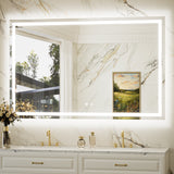 Keonjinn Beveled Lighted Bathroom Mirror, Frontlit & Backlit LED Bathroom Mirror with Lights 3 Color Lights, Anti-Fog Vanity Mirror with Tempered Glass, UL-Listed LED Driver, CRI90+