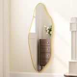 Keonjinn Nickel Irregular Mirrors for Wall, Asymmetrical Metal Frame, Tempered Glass Decorative Mirror for Bathroom, Bedroom, Living Room, Entryway(Horizontal/Vertical)