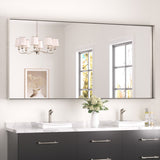 Keonjinn Gebürsteter Badezimmerspiegel mit Rahmen für über dem Waschbecken, Rechteckiger Wandspiegel mit quadratischen Ecken, Aluminiumrahmen, Moderner Landhausstil