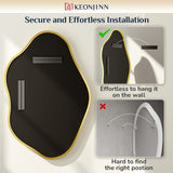 Keonjinn Nickel Irregular Mirrors for Wall, Asymmetrical Metal Frame, Tempered Glass Decorative Mirror for Bathroom, Bedroom, Living Room, Entryway(Horizontal/Vertical)