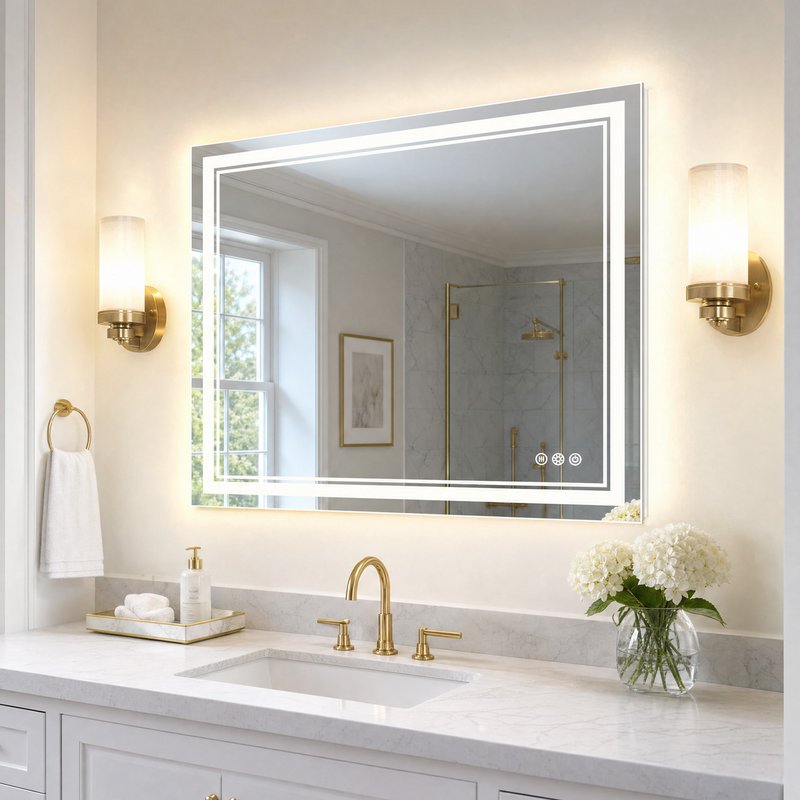 Keonjinn Frontlit & Backlit LED Bathroom Mirror