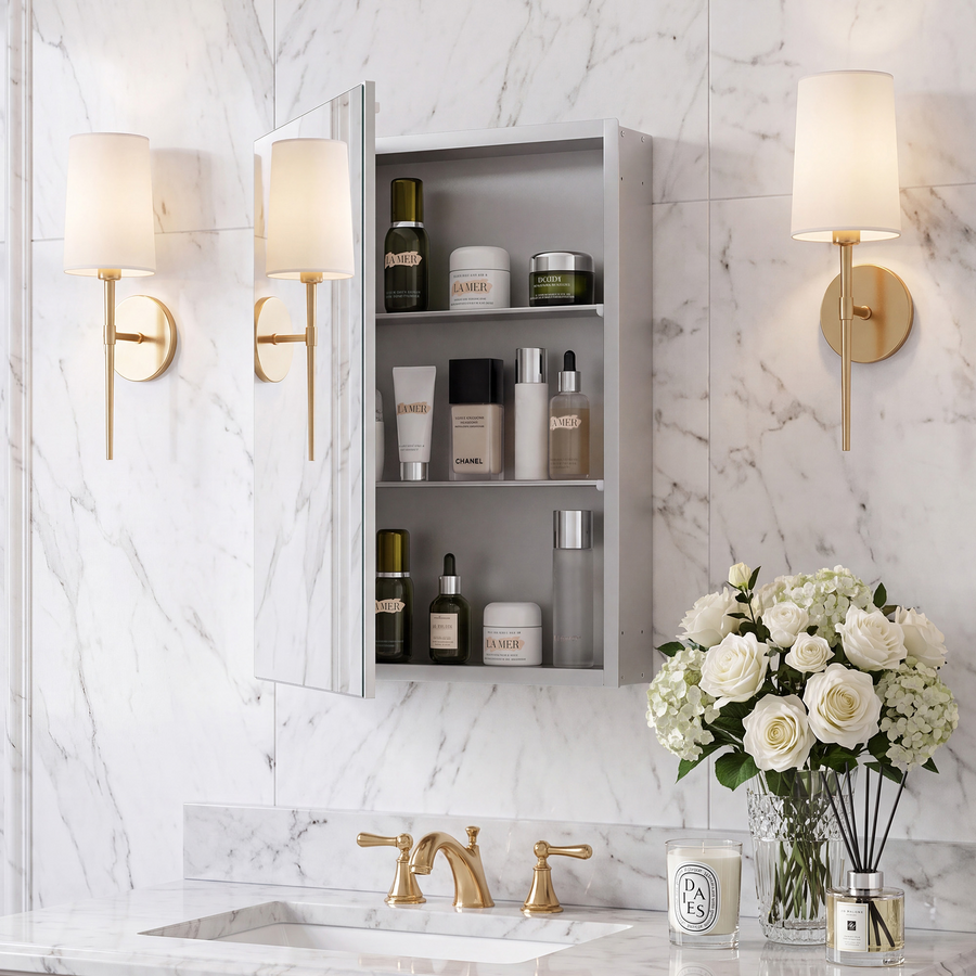 Keonjinn Aluminum Medicine Cabinet with Mirror