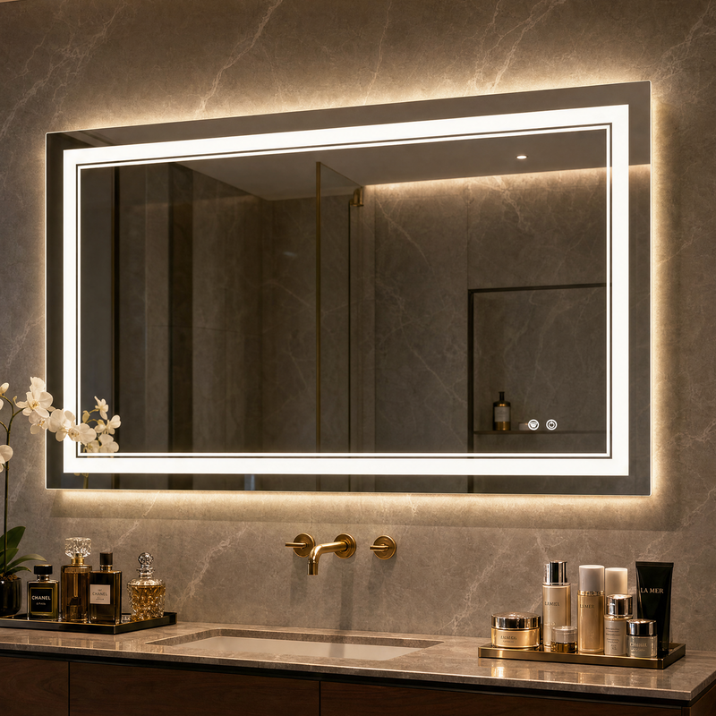 Keonjinn Frontlit & Backlit LED Bathroom Mirror