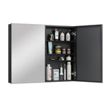 Keonjinn Medizinschrank, Montage erforderlich, Badezimmer-Medizinschrank mit Spiegel, leicht, frei verstellbare Einlegeböden, Wandmontage oder Unterputz, gehärtetes Glas