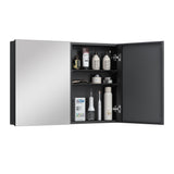 Keonjinn Medizinschrank, Montage erforderlich, Badezimmer-Medizinschrank mit Spiegel, leicht, frei verstellbare Einlegeböden, Wandmontage oder Unterputz, gehärtetes Glas