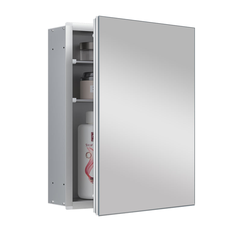 Keonjinn Medicine Cabinet, Assembly Required, Bathroom Medicine Cabinet with Mirror, Lightweight, Free Adjustable Shelves, Wall Mount or Recessed, Tempered Glass