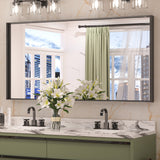 Keonjinn Gebürsteter Badezimmerspiegel mit Rahmen für über dem Waschbecken, Rechteckiger Wandspiegel mit quadratischen Ecken, Aluminiumrahmen, Moderner Landhausstil