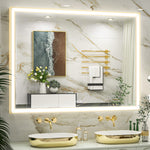 Keonjinn UL Certificated Metal Framed 3-Color Frontlit LED Bathroom Mirror(Black/Gold)