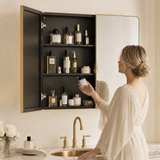 Keonjinn Rounded Rectangle Framed Bathroom Mirror Cabinet