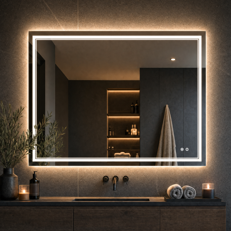 Keonjinn Frontlit & Backlit LED Bathroom Mirror