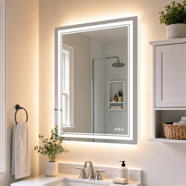 Keonjinn Frontlit & Backlit LED Bathroom Mirror