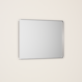 Keonjinn Wandspiegel mit schwarzem Metallrahmen, abgerundeter rechteckiger Badspiegel, matter schwarzer Bauernhausspiegel mit nahtlosem Rahmen, HD-Sicherheitsglas (horizontal/vertikal)