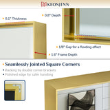 Keonjinn Gebürsteter Badezimmerspiegel mit Rahmen für über dem Waschbecken, Rechteckiger Wandspiegel mit quadratischen Ecken, Aluminiumrahmen, Moderner Landhausstil