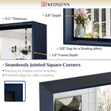 Keonjinn Gebürsteter Badezimmerspiegel mit Rahmen für über dem Waschbecken, Rechteckiger Wandspiegel mit quadratischen Ecken, Aluminiumrahmen, Moderner Landhausstil