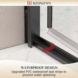 Keonjinn Pivot-Duschtür, Stella wasserabweisende Glas-Duschtür mit Dichtungsstreifen und Griff, leichtgängige Rollen Schiebe-Duschtür