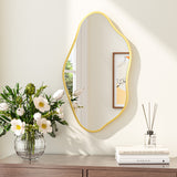 Keonjinn Nickel Irregular Mirrors for Wall, Asymmetrical Metal Frame, Tempered Glass Decorative Mirror for Bathroom, Bedroom, Living Room, Entryway(Horizontal/Vertical)