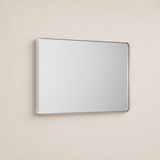 Keonjinn Wandspiegel mit schwarzem Metallrahmen, abgerundeter rechteckiger Badspiegel, matter schwarzer Bauernhausspiegel mit nahtlosem Rahmen, HD-Sicherheitsglas (horizontal/vertikal)