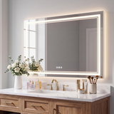 Miroir de salle de bain à LED avec double éclairage avant et arrière 3 couleurs