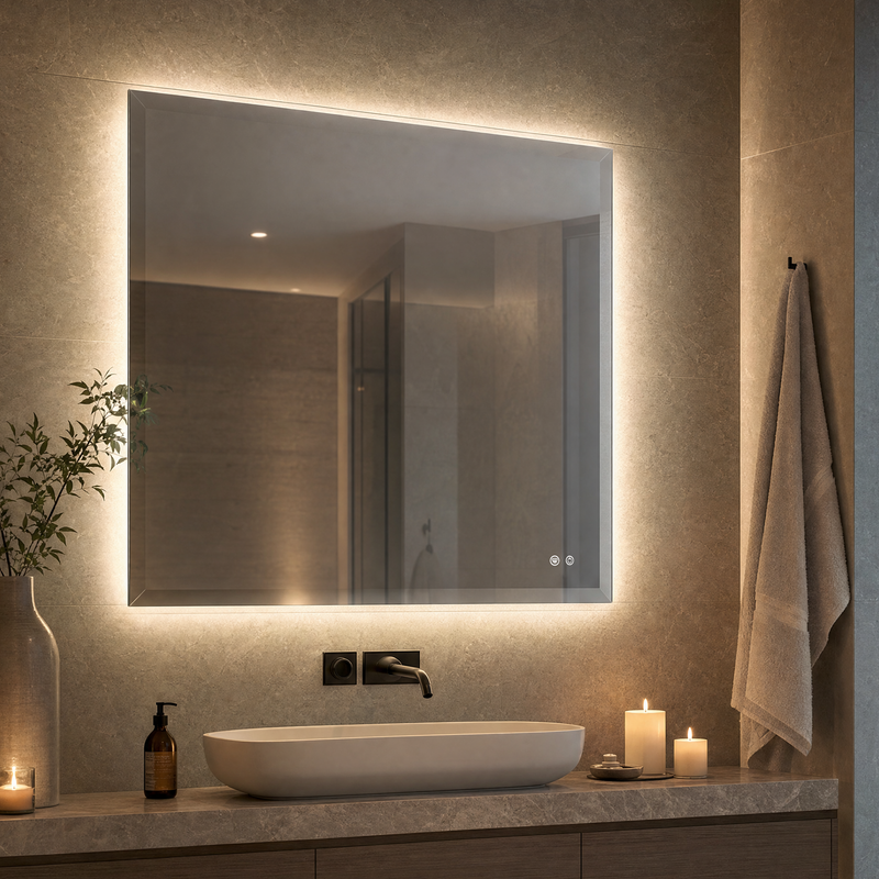 Keonjinn Frameless Backlit LED Bathroom Mirror