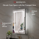 Keonjinn Lighted Bathroom Mirror Cabinets with LED Vanity Mirror for Bathroom Adjustable Shelves Dimmable 3 Color Temperature Lights Wall Mount LED Bathroom Mirror Cabinets Mirror for Bathroom D¨¦cor