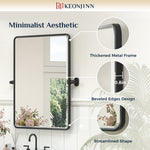 Keonjinn Pivot Mirror, Beveled Tilt Mirror Bathroom, Farmhouse Rectangular Sturdy Tilt Mirror, Rounded Corner Aluminum Alloy Framed Vanity Mirrors for Wall (Horizontal/Vertical)