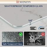Keonjinn Pivot-Duschtür, Stella wasserabweisende Glas-Duschtür mit Dichtungsstreifen und Griff, leichtgängige Rollen Schiebe-Duschtür
