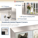 Keonjinn Gebürsteter Badezimmerspiegel mit Rahmen für über dem Waschbecken, Rechteckiger Wandspiegel mit quadratischen Ecken, Aluminiumrahmen, Moderner Landhausstil