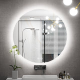 LED Round Mirror Backlit Bathroom Mirror Dimmable 3 Color Lighted Mirror with Lights Anti Fog