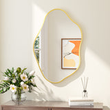 Keonjinn Nickel Irregular Mirrors for Wall, Asymmetrical Metal Frame, Tempered Glass Decorative Mirror for Bathroom, Bedroom, Living Room, Entryway(Horizontal/Vertical)